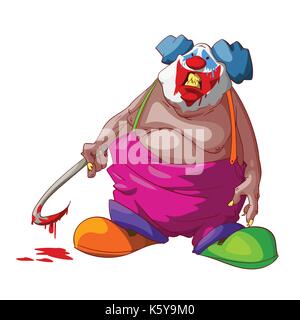 Colorful vector illustration of a cartoon scary, evil clown Stock Vector