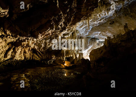 Beautiful Lod Cave in Soppong close to touristic Pai village full of rock. Underground rock formation taken in south east Asia. Stock Photo