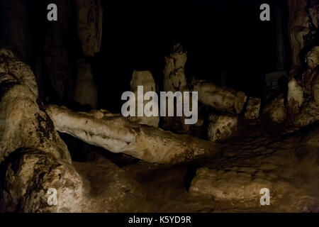 Beautiful Lod Cave in Soppong close to touristic Pai village full of rock. Underground rock formation taken in south east Asia. Stock Photo