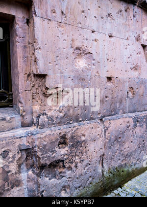 Bullet ridden buildings in Berlin Germany Stock Photo