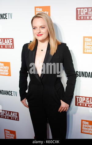 Elisabeth Moss arrives premiere Top Lake : China Girl Film Society Lincoln Center's Walter Reade Theater NYC. Stock Photo