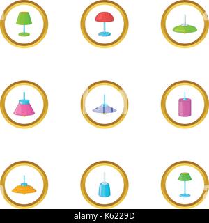 Lamps icons set, cartoon style Stock Vector