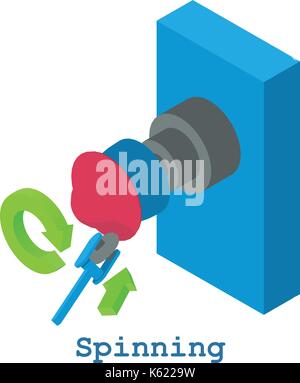 Spinning metalwork icon, isometric 3d style Stock Vector