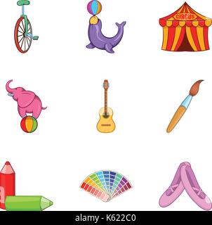 Circus actor icons set, cartoon style Stock Vector