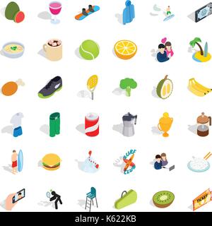 Sport icons set, isometric style Stock Vector