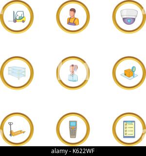 Loader work icons set, cartoon style Stock Vector