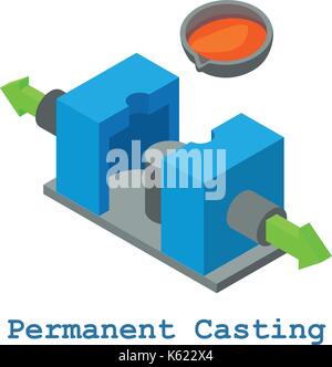 Permanent casting metalwork icon, isometric 3d style Stock Vector
