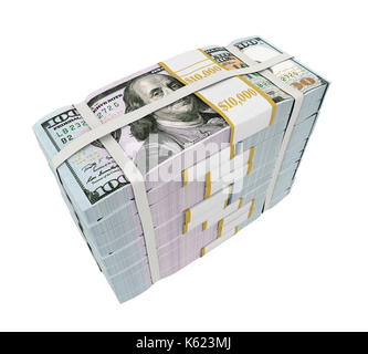 Stacks of New 100 US Dollar Banknotes Stock Photo