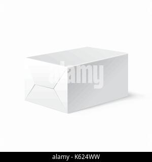 Realistic white locked box. Mock up template. Stock Vector