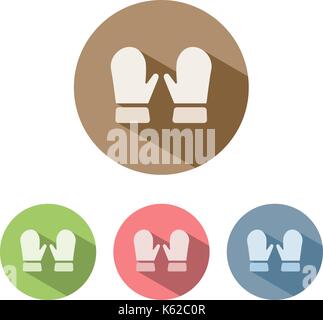 Mittens vector icon on colored circles. Vector illustration Stock Vector