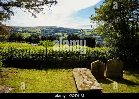 View of Pateley Bridge from St Mary’s abandoned chapel Stock Photo