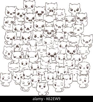 Vector pattern for print. Ilustration with cats and dogs for design of posters, prints, invitations, greetings, childbook, flyers and antistress pictu Stock Vector