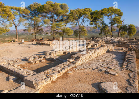 Ancient ruins of Minoan Phaistos Palace, a Bronze Age archeological site, Island of Crete, Greece, Mediterranean Stock Photo