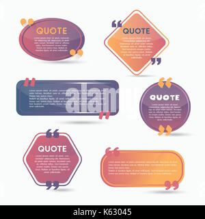 Quote Bubbles - modern vector color set of different shapes with filler text. Various sizes. Use these high quality hollow figures for your presentati Stock Vector