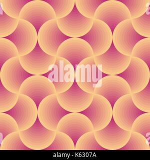 retro circular orange and red seamless vector pattern Stock Vector