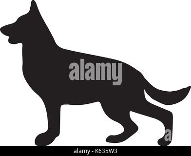 Silhouette of a dog.Vector illustration of german shepherd. Stock Vector