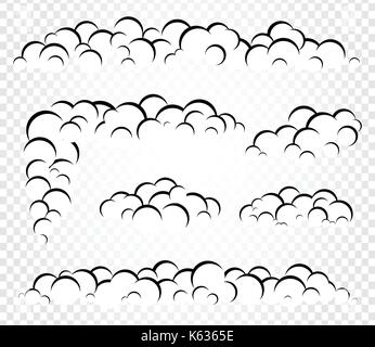 Isolated vector clouds steam or smoke, foam template for design illustration. Stock Vector