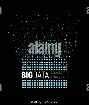 Big data abstract vector visualization. Lines and dots array. Big data connection complex. Graphic fractal element background. Vector illustration. Stock Vector