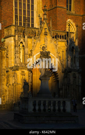 The main western portal of Gothic Archikatedra Sw. Jana Chrzciciela (Cathedral of St. John the Baptist) on Ostrow Tumski (Cathedral Island) in Wroclaw