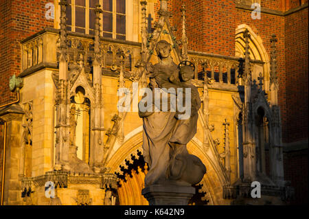 The main western portal of Gothic Archikatedra Sw. Jana Chrzciciela (Cathedral of St. John the Baptist) on Ostrow Tumski (Cathedral Island) in Wroclaw