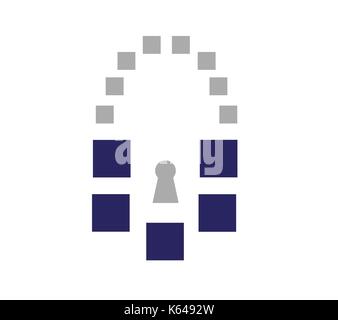 tech lock logo, lock with squares, illustration design, isolated on white background Stock Vector