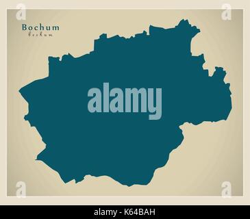 Modern Map - Bochum city of Germany DE Stock Vector