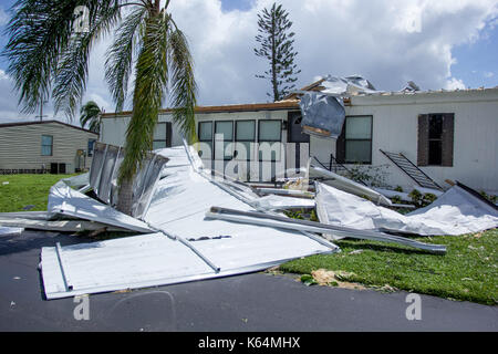 Miami, Florida, USA. 11th Sep, 2017. Scene of destruction by Hurricane Irma near Marco Island, FL, as seen Monday, Setepmber 11, 2017. The storm made its second landfall here after ravaging the Florida Keys. Credit: Michael Candelori/Alamy Live News Stock Photo