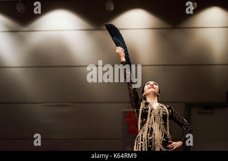 Vancouver, Canada. 11th Sep, 2017. A dancer performs during the 25th annual International Flamenco Festival in Vancouver, Canada, on Sept. 11, 2017. The festival kicked off on Monday. Credit: Liang Sen/Xinhua/Alamy Live News Stock Photo