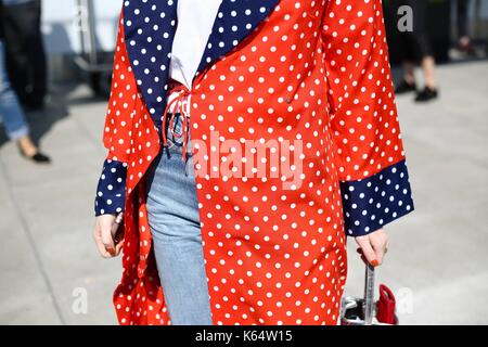New York City, USA. 10th Sep, 2017. Reese Blutstein posing outside of the Public School runway show during New York Fashion Week - Sept 10, 2017 - Photo: Runway Manhattan/Valentina Ranieri ***For Editorial Use Only*** | Verwendung weltweit/dpa/Alamy Live News Stock Photo