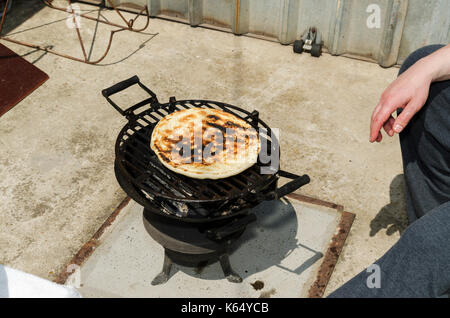 Flatbread Backyard Cook Stock Photo