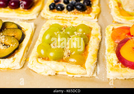 Home made fruit sweet pies before baking Stock Photo