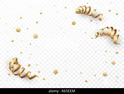 Golden serpentine on a transparent background. Template for Christmas cards, brochure, booklet, leaflets, banners and posters. Vector illustration Stock Vector