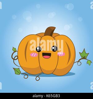 Cute Halloween Pumpkin with splash, Season greeting poster Stock Vector