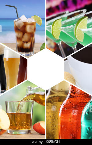 Drink menu collection collage beverages drinks cola restaurant bar set Stock Photo