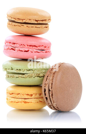 Macarons macaroons stack from France isolated on a white background Stock Photo