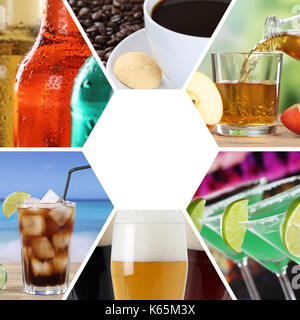 Drink menu collection collage beverages drinks square restaurant bar set Stock Photo