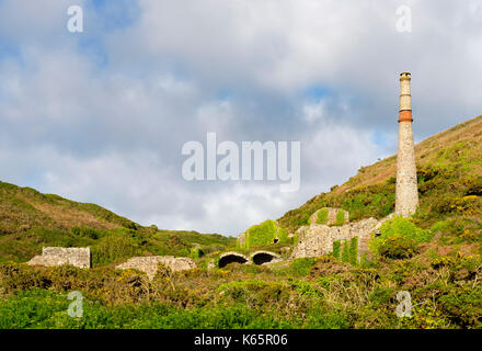 Ruins of a tin mine, Kenidjack Valley, near St Just in Penwith, Cornwall, England, Great Britain Stock Photo