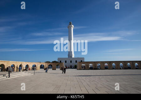 Lighthouse at Capo Santa Maria di Leuca, Leuca, Puglia, Italy Stock Photo