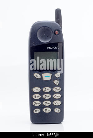 Nokia 5110 Mobile Cell Phone, First introduced in 1998. This was Nokia's 4th model. Stock Photo