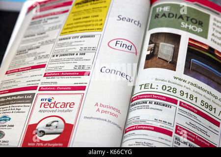 ads in the BT local telephone directory paper edition Stock Photo