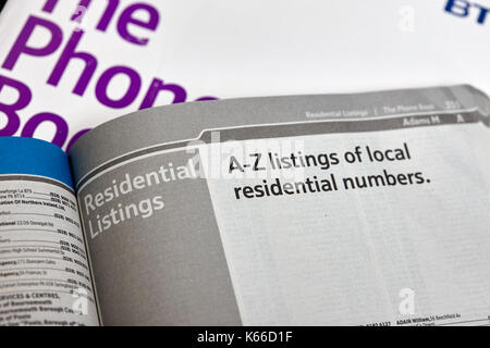 The BT local telephone directory residential listings paper edition Stock Photo