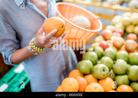 Woman at the food market Stock Photo