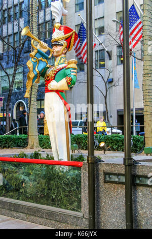 NEW YORK CITY, NY - DECEMBER 22, 2005.  Christmas statue in Rockefeller Center. Stock Photo