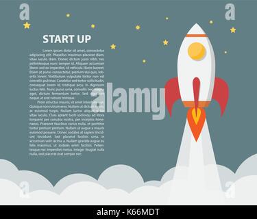 Space rocket launch, Start up concept. Stock Vector