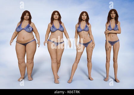 Weight change of woman Stock Photo