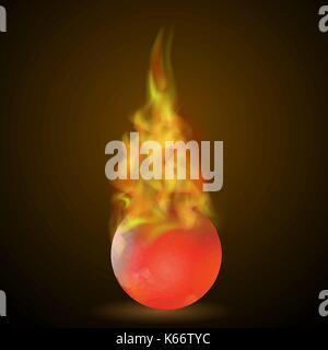 Burning Red Ball on Fire Flame Stock Vector