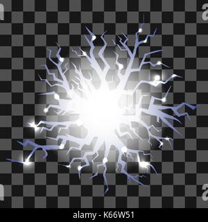 Glowing Lightning Cracks for Disaster Design Stock Vector