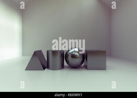 3D rendering of abstract polygon blocks Stock Photo