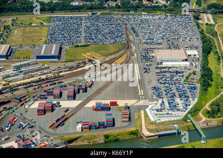 Logport1, Logport 1 container port on the Rhine, Duisburg HafenAG, inland shipping, logistics, Rhine harbor, Duisburg, Ruhr, Nordrhein-Westfalen, Germ