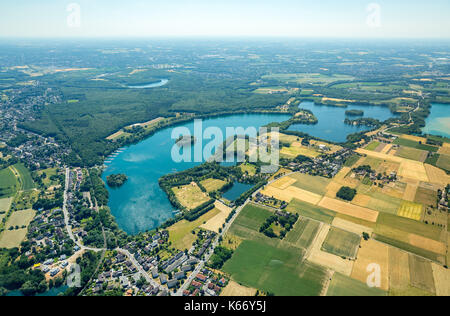 Lohheide lake, sailors Community Lohheider Lake e.V., Baerl, Rheinberg, Ruhr, Nordrhein-Westfalen, Germany, Europe, Aerial View, Aerial, aerial photog Stock Photo